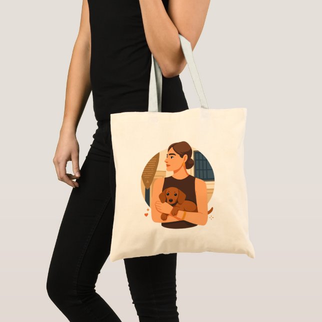 Modern Dog Mom Aesthetic With Cute Puppy Tote Bag (Front (Product))