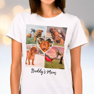 Modern Dog Mom Custom Pet Photo Collage with Name T-Shirt