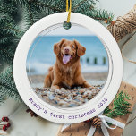 Modern Dog Personalized 2 Pet Photo Christmas Ceramic Ornament<br><div class="desc">Decorate your tree or send a special gift with this super cute personalized custom pet photo christmas ornament. This simple and modern dog christmas ornament will be a favorite among all dog lovers. Add your dog's photo and personalize with name and year. Ornament is double sided, you can do different...</div>