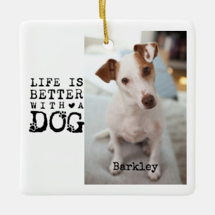 Modern Dog Pet Quote Photo Template Ceramic Ornament