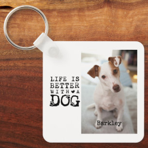 Modern Dog Pet Quote Photo Template Keychain