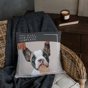 Modern Dog Photo   Dog Quote  Throw Pillow