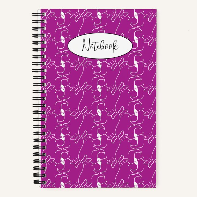 Modern Dog Profile Pattern Pink Custom Small Notebook (Front)