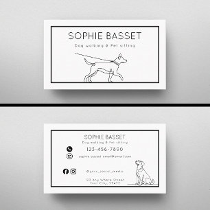 Modern Dog Walking, Pet Sitting Minimalist Business Card