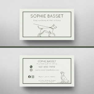 Modern Dog Walking, Pet Sitting Minimalist Business Card