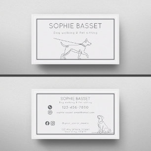 Modern Dog Walking, Pet Sitting Minimalist Business Card