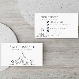 Modern Dog Walking, Pet Sitting Minimalist Business Card