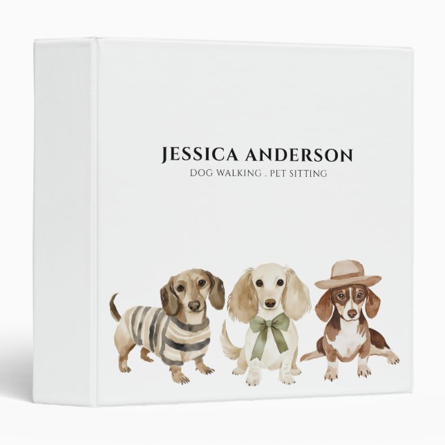 Modern Dog Walking Pet Sitting Personalized  Binder (Front/Spine)