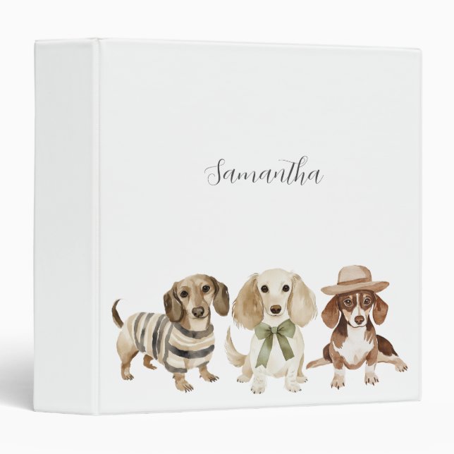 Modern Dog Watercolor Personalized Binder (Front/Spine)