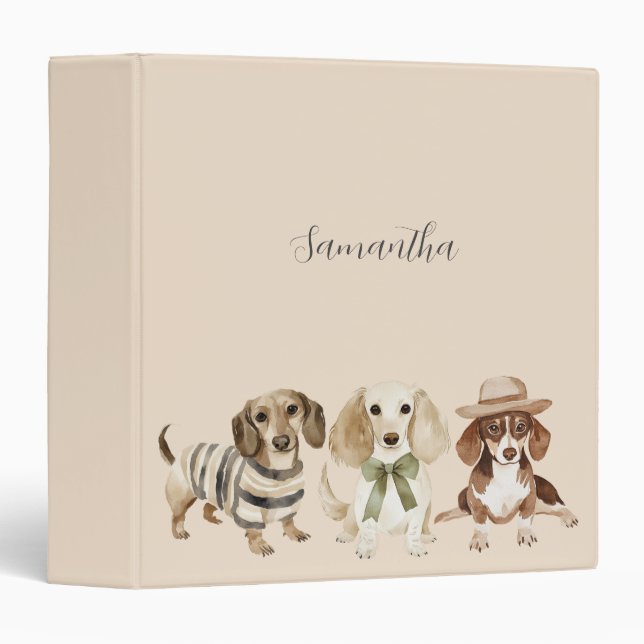 Modern Dog Watercolor Personalized Binder (Front/Spine)