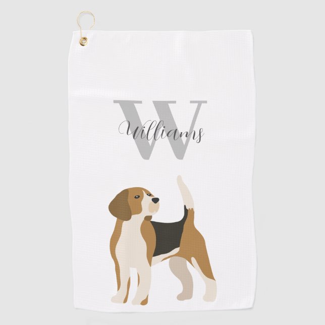 Modern Dog Watercolor Personalized  Golf Towel (Front)