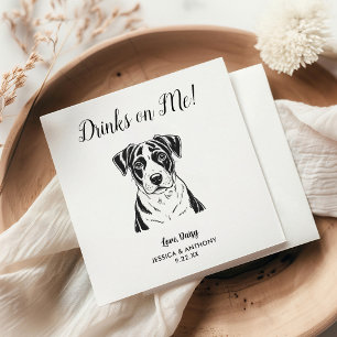 Modern Dog Wedding Cocktail Napkins