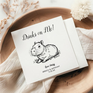 Modern Dog Wedding Cocktail Napkins 