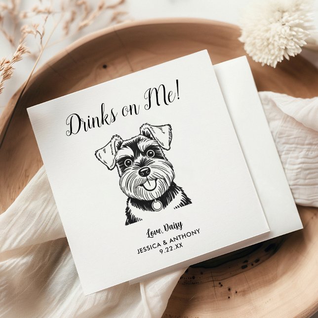 Modern Dog Wedding Cocktail Napkins  (Creator Uploaded)