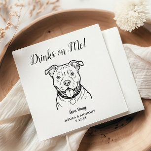 Modern Dog Wedding Cocktail Napkins 