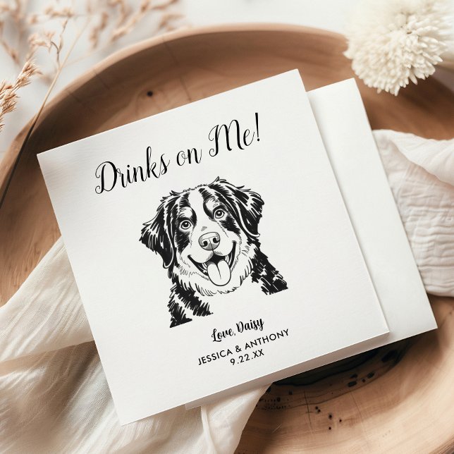 Modern Dog Wedding Cocktail Napkins  (Creator Uploaded)