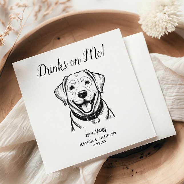 Modern Dog Wedding Cocktail Napkins  (Creator Uploaded)