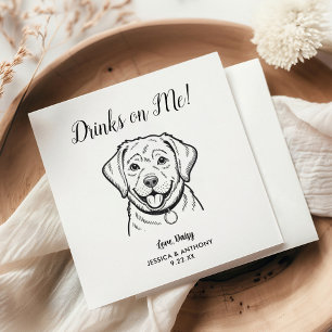Modern Dog Wedding Cocktail Napkins 