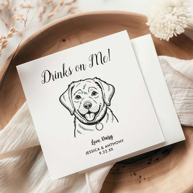 Modern Dog Wedding Cocktail Napkins  (Creator Uploaded)