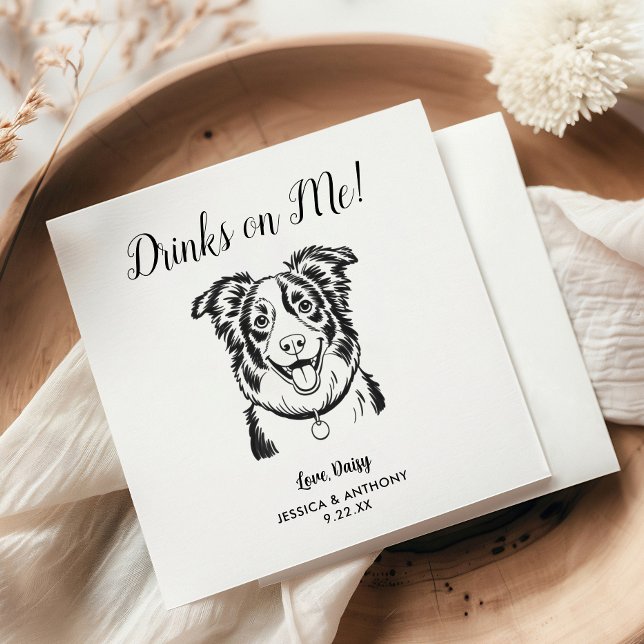 Modern Dog Wedding Cocktail Napkins  (Creator Uploaded)