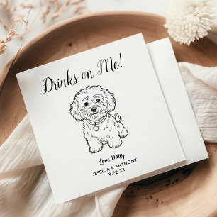 Modern Dog Wedding Cocktail Napkins