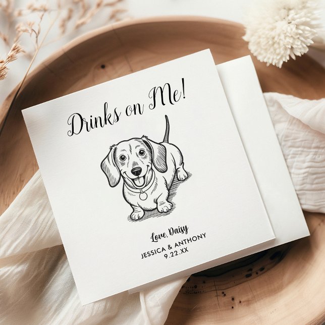 Modern Dog Wedding Cocktail Napkins  (Creator Uploaded)
