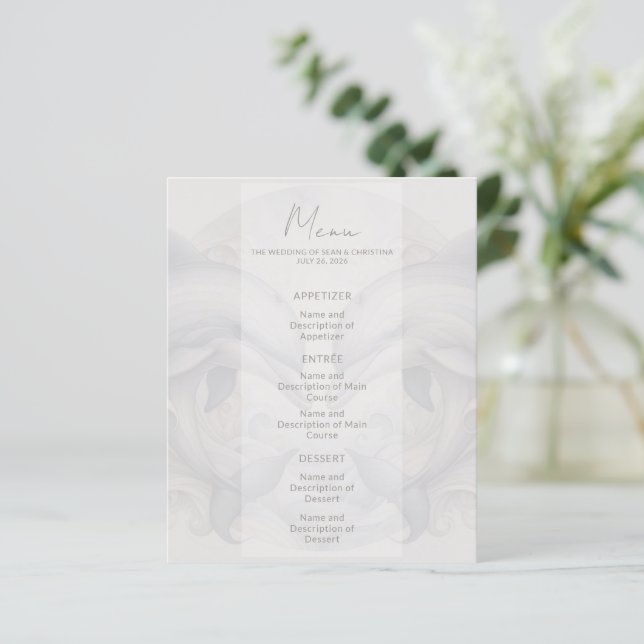 Modern Dolphin Wedding Menu (Standing Front)