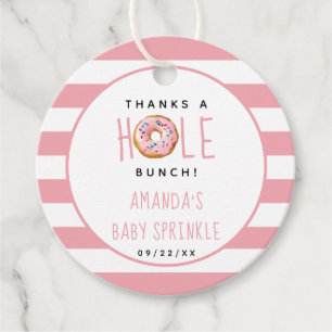 Modern Donut Girls Baby Shower Sprinkle Thank You Favour Tags