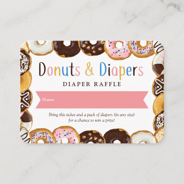 Modern Donuts & Diapers Baby Shower Sprinkl Raffle Enclosure Card (Front)