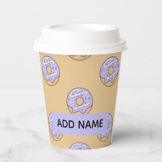 Modern Donuts Pattern With Name Paper Cups