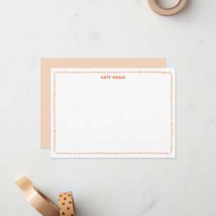 Modern Doodle Border Orange Personalized Flat Card