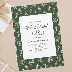 Modern Doodle Christmas Party Invitation
