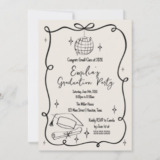Modern doodle Graduation Invitation