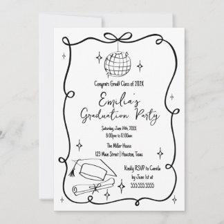 Modern doodle Graduation Invitation