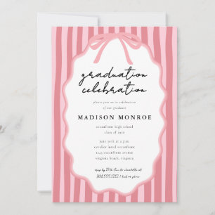 Modern Doodle Hand Drawn Bow Graduation  Invitation