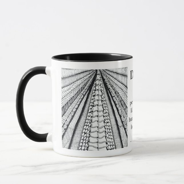 Modern Doodle with Quote on Perspective and Name Mug (Left)