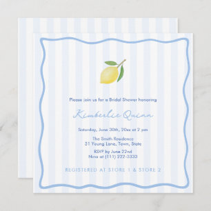 Modern Doodles And Stripes Lemon Bridal Shower Invitation