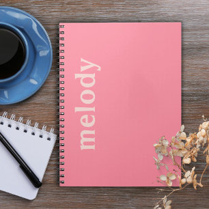 Modern dorm room pink name notebook