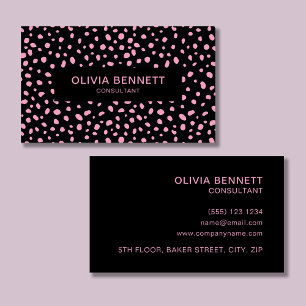 Modern Dots Black Pink Business Card