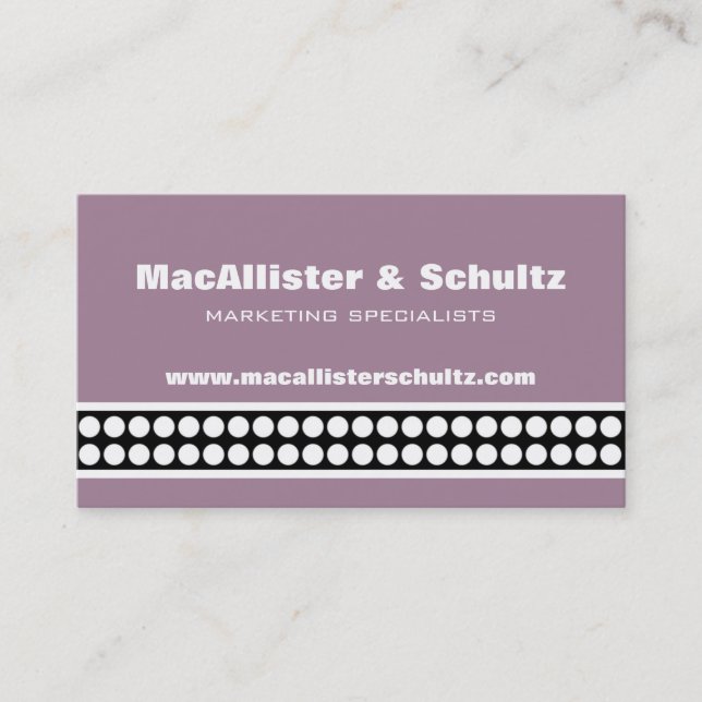 Modern Dots Business Card, Lavender Card (Front)