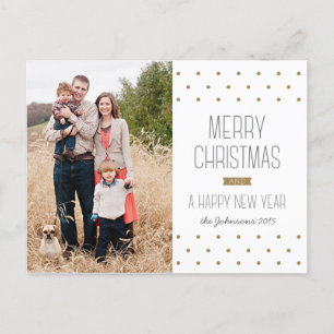 Modern Dots Christmas Photo Postcard