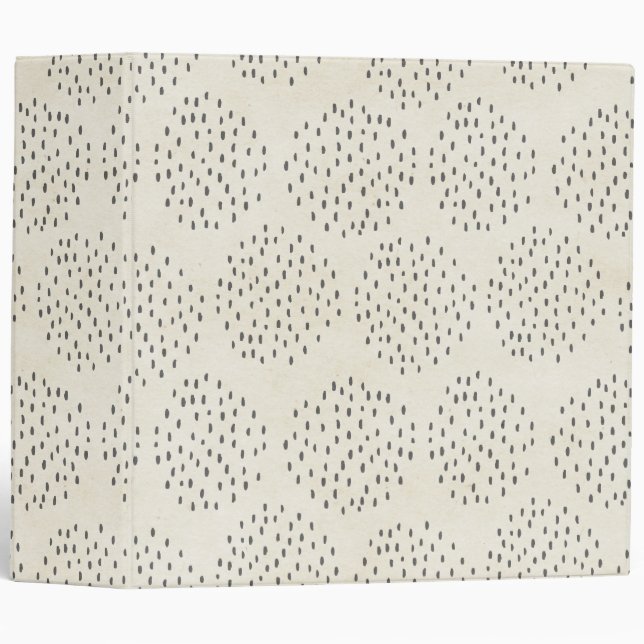 Modern Dots Ivory & Black Tiny Dot Print Binder (Front/Spine)