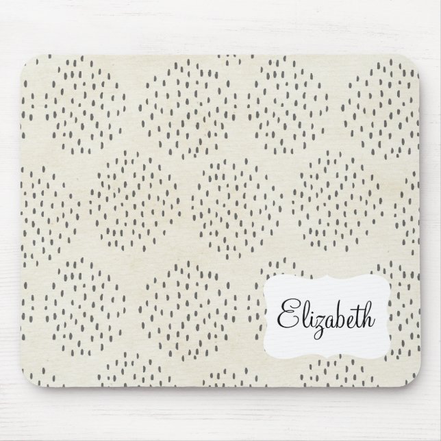 Modern Dots Ivory & Black Tiny Dot Print Mouse Pad (Front)