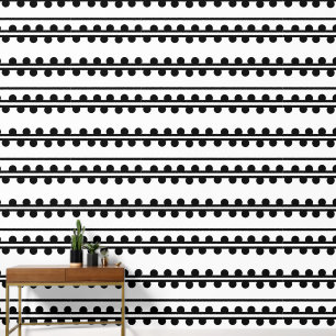 Modern dots Minimalist Black White Line Peel Stick Wallpaper