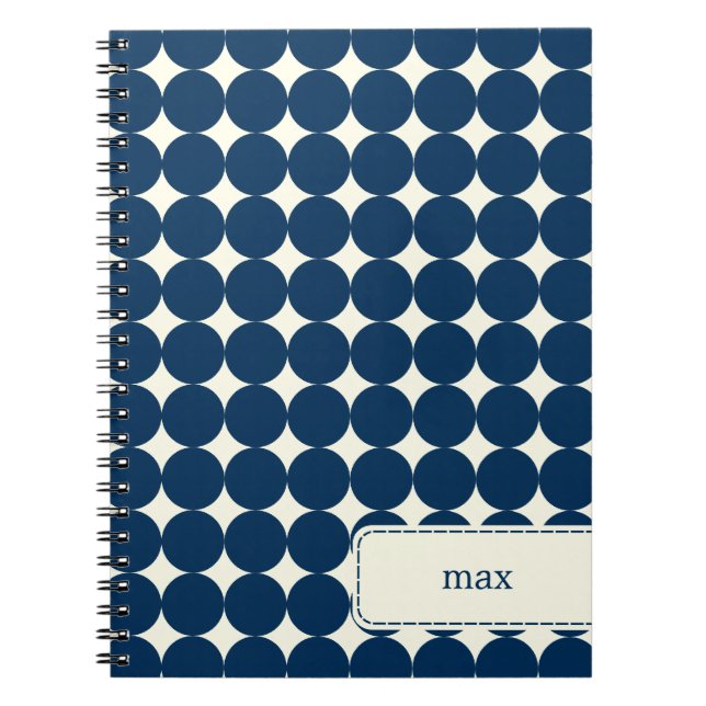 Modern Dots Personalized Notebook - Navy (Front)
