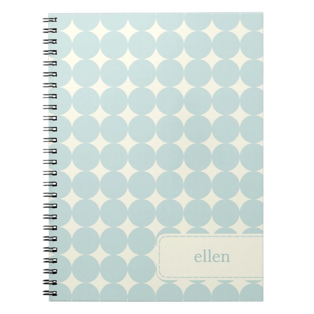 Modern Dots Personalized Notebook - Soft Blue (Front)
