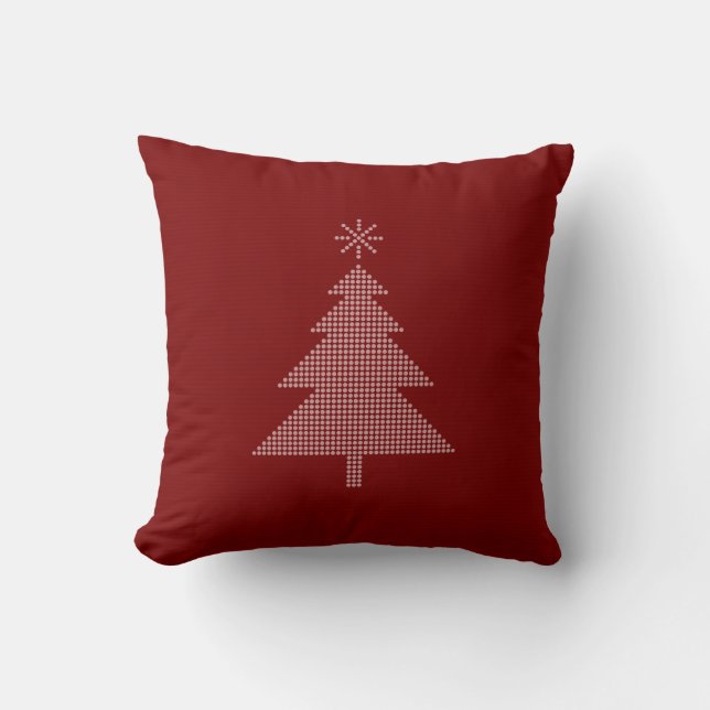 Modern Dotted Christmas Tree | Red Throw Pillow (Front)