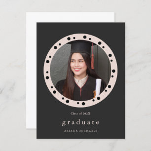 Modern Dotted Frame Photo Graduation Party Invite
