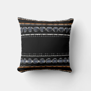 Modern Dotty Stripes Black+Grey Pattern Cushion