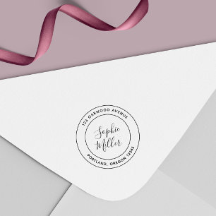 Modern Double Border Calligraphy Return Address Self-inking Stamp